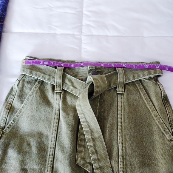 NWOT Madewell rigid seamed denim skirt with pockets and tie, size 24 - Picture 4 of 9